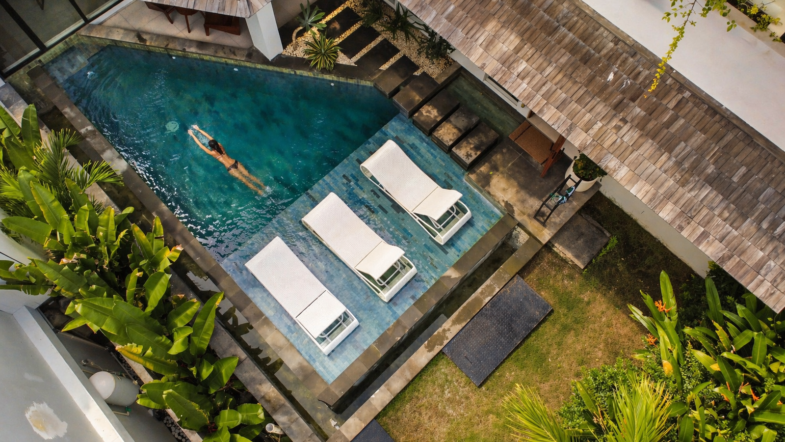 Aerial view of the pool at Samastiti Bingin